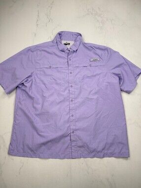 Habit Button-Up Shirt Short Sleeve Purple Modern Collared - Mens 2XL